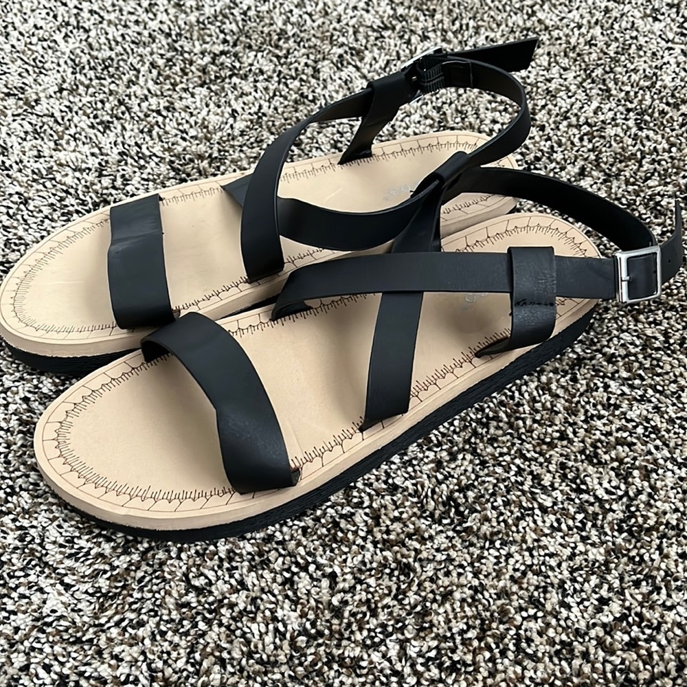 Bamboo Platform Sandals, never worn
